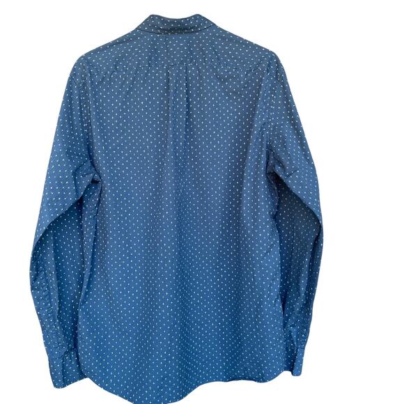 J Crew Shirt Mens Large Blue Slim Fit Secret Wash Stretch Button Up Cross Print - Picture 2 of 8